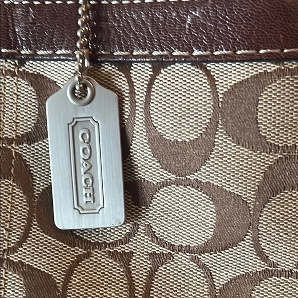 Coach Brown and Cream Signature Tote